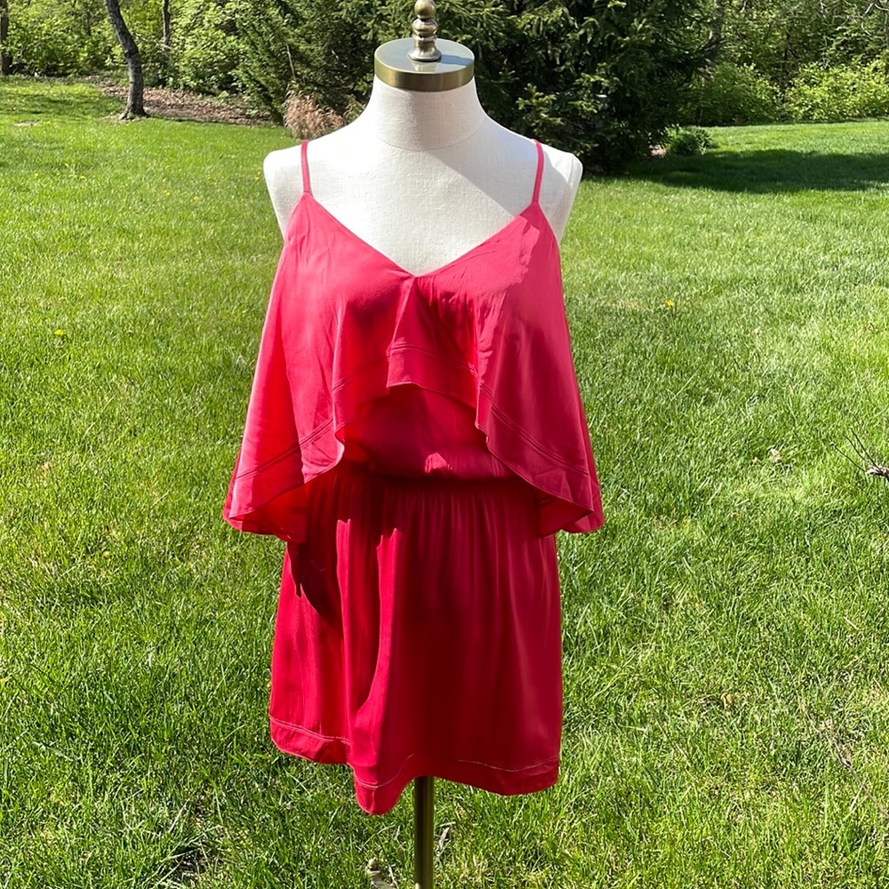NEW!!! Trina Turk coral salmon  silk off the shoulder dress size XS